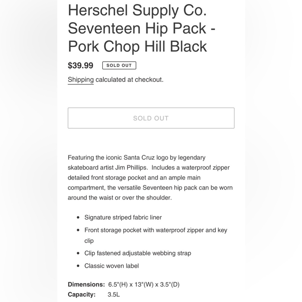 Herschel Supply Co. x Santa Cruz Fanny Pack - Picture 9 of 9